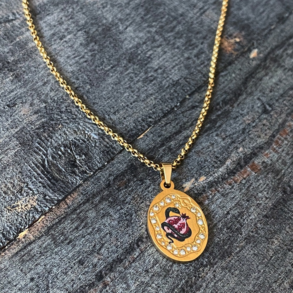NEW Serpent & Pomegranate Rhinestone Layering Necklace - Picture 8 of 11